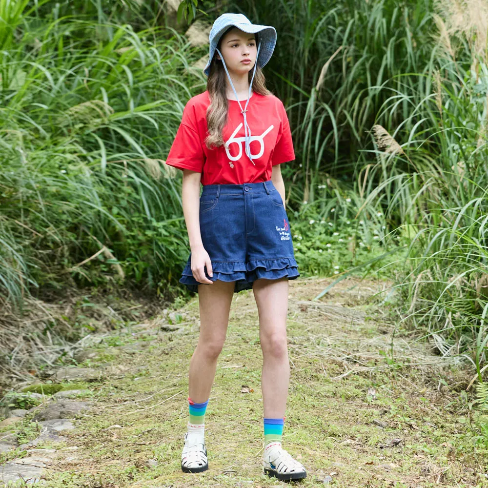 【betty’s 貝蒂思】雙層荷葉邊牛仔短褲(共二色)