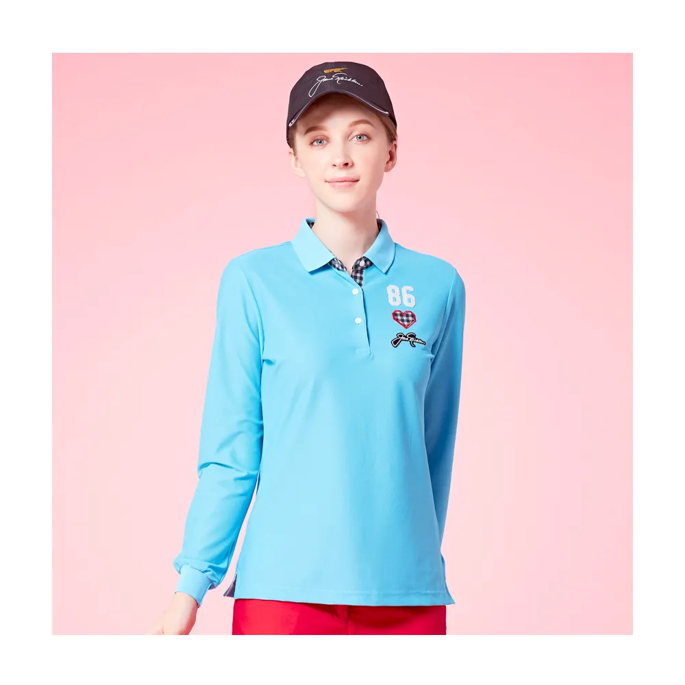 【Jack Nicklaus 金熊】GOLF女款彈性吸濕排汗POLO衫/高爾夫球衫(藍色)