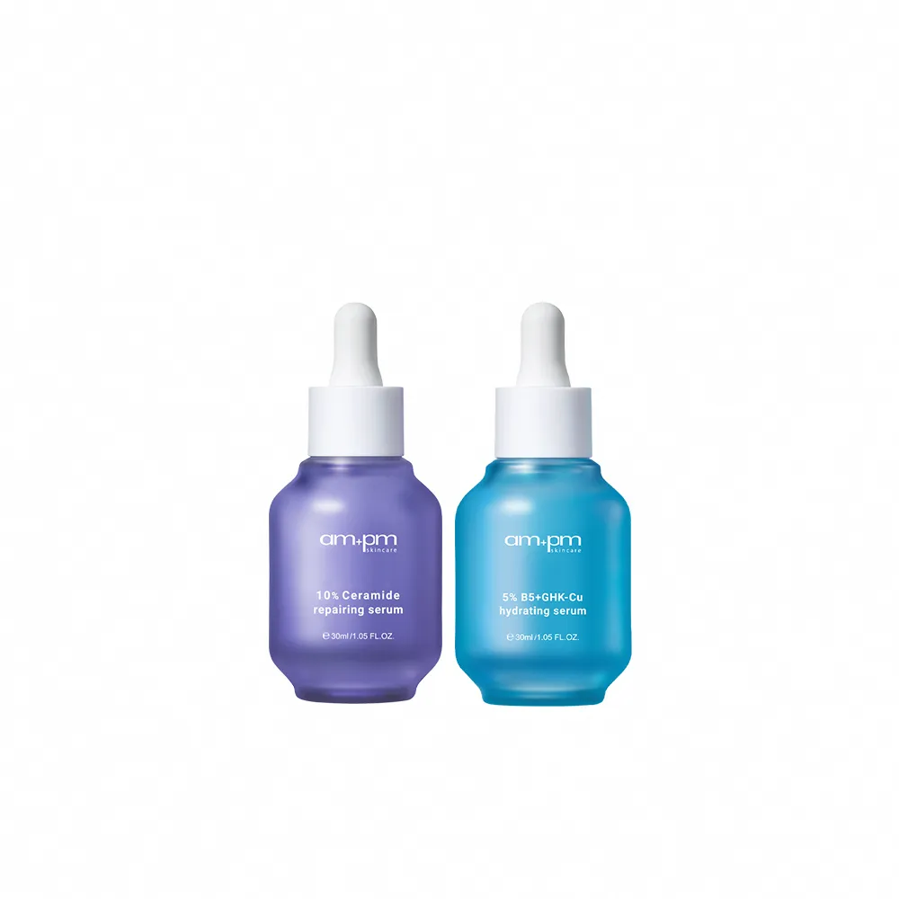 【ampm 牛爾】速效鎖水組★10%神經醯胺修護精華30ml+5% B5藍銅舒緩保濕精華30ml(醫美必備/保濕/臉部保養)