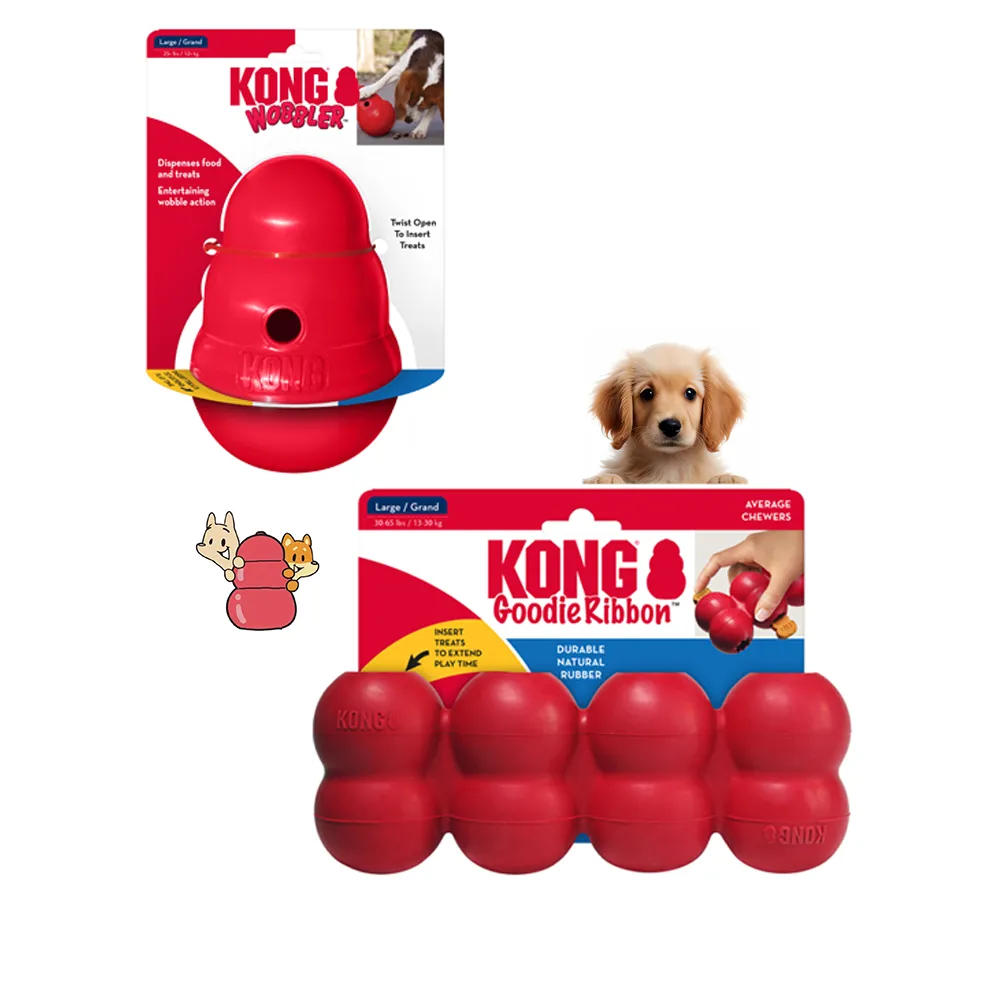 【KONG】中大型寵物天然橡膠玩具(寵物玩具 益智 葫蘆 漏食器 耐咬 狗 禮物)