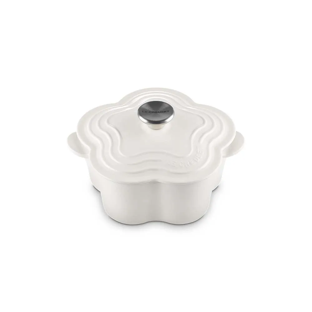 【Le Creuset】盒損福利品_琺瑯鑄鐵鍋山茶花鍋 20cm(棉花白-鋼頭-內鍋白)