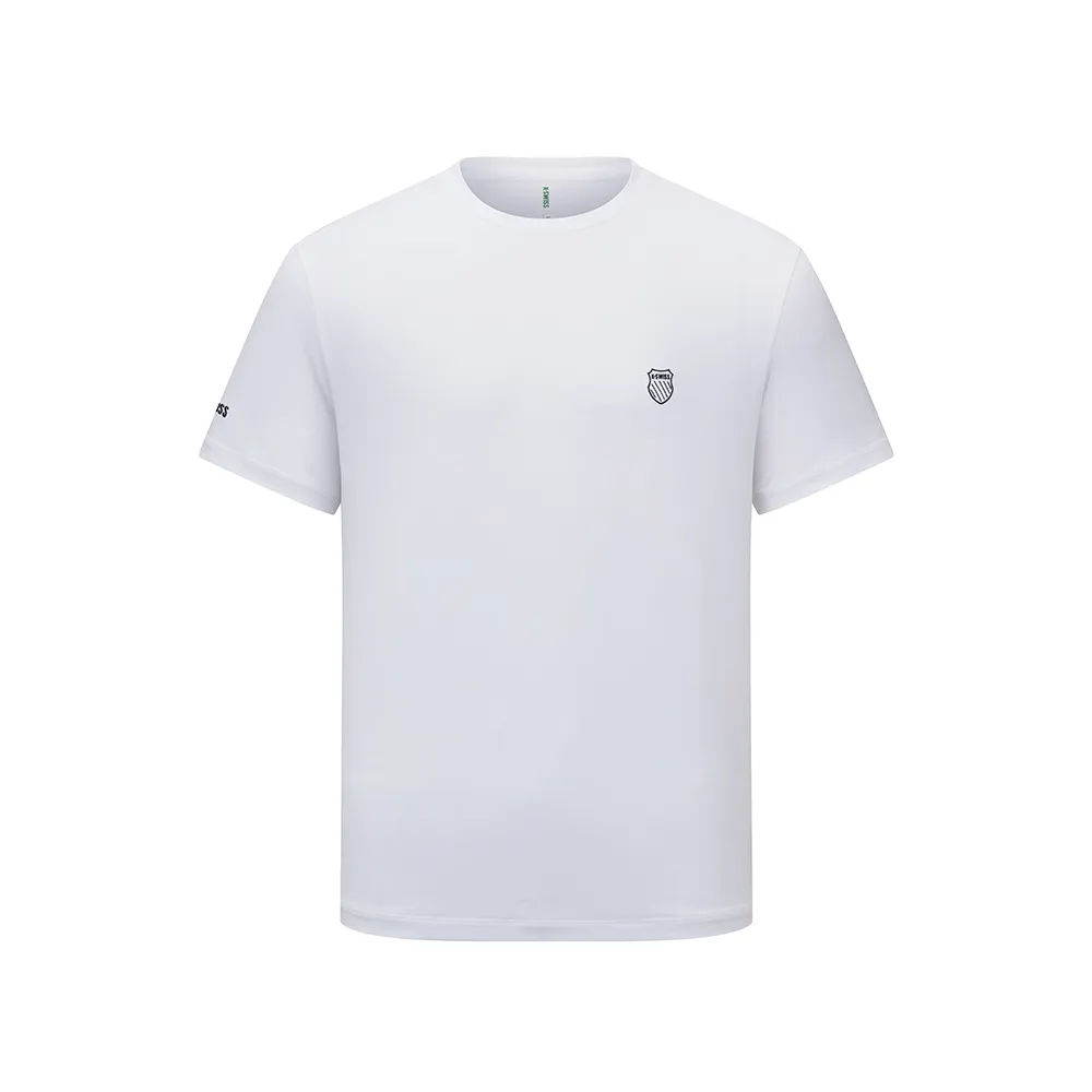 【K-SWISS】運動短袖 MS JACQUARD T 圓領 上衣 男款 白色 1012065-101