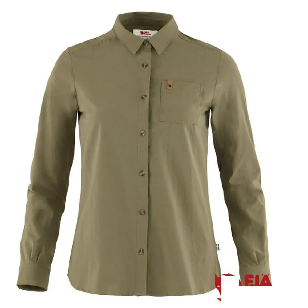 【Fjallraven】小狐狸 女 Ovik Lite 輕量柔軟長袖襯衫.休閒上衣(89980-620 綠)