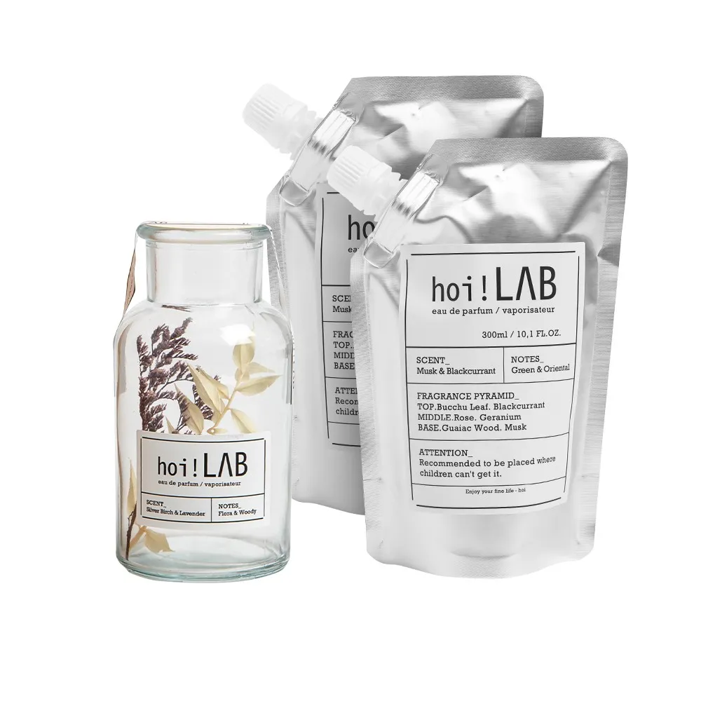 【hoi!LAB】任選3件超值組實驗室香氛-乾燥花系列精油擴香瓶＋補充包300ml*2(多款味道可選)