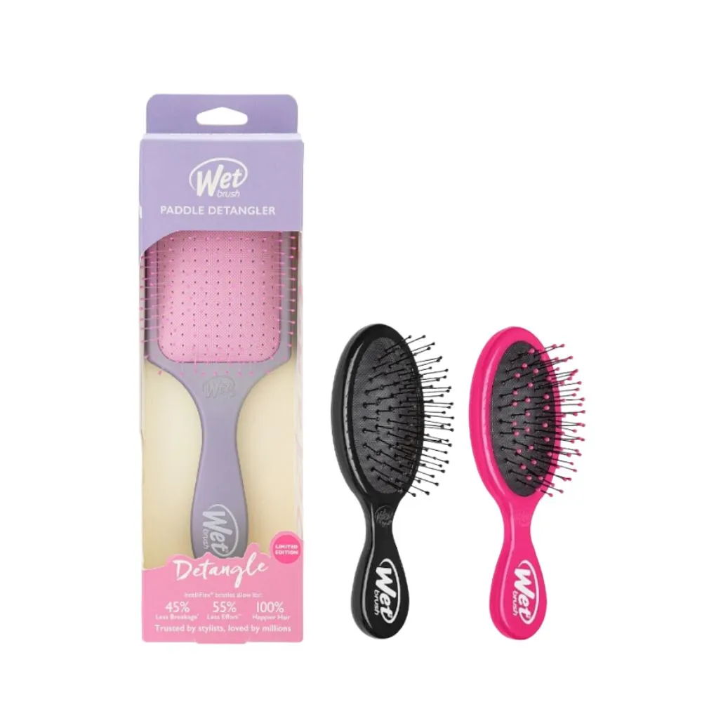【Wetbrush】速乾去結氣墊時尚寬梳+隨身梳(隨身梳顏色任選)