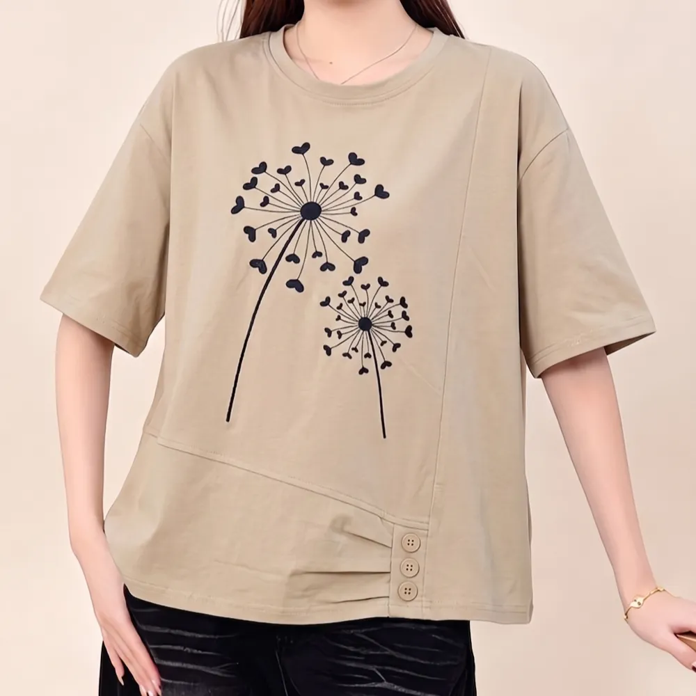 【CHAI YAN 采妍】拼接刺繡愛心短袖上衣(春夏女裝/中大尺碼/專櫃/寬鬆/透氣)