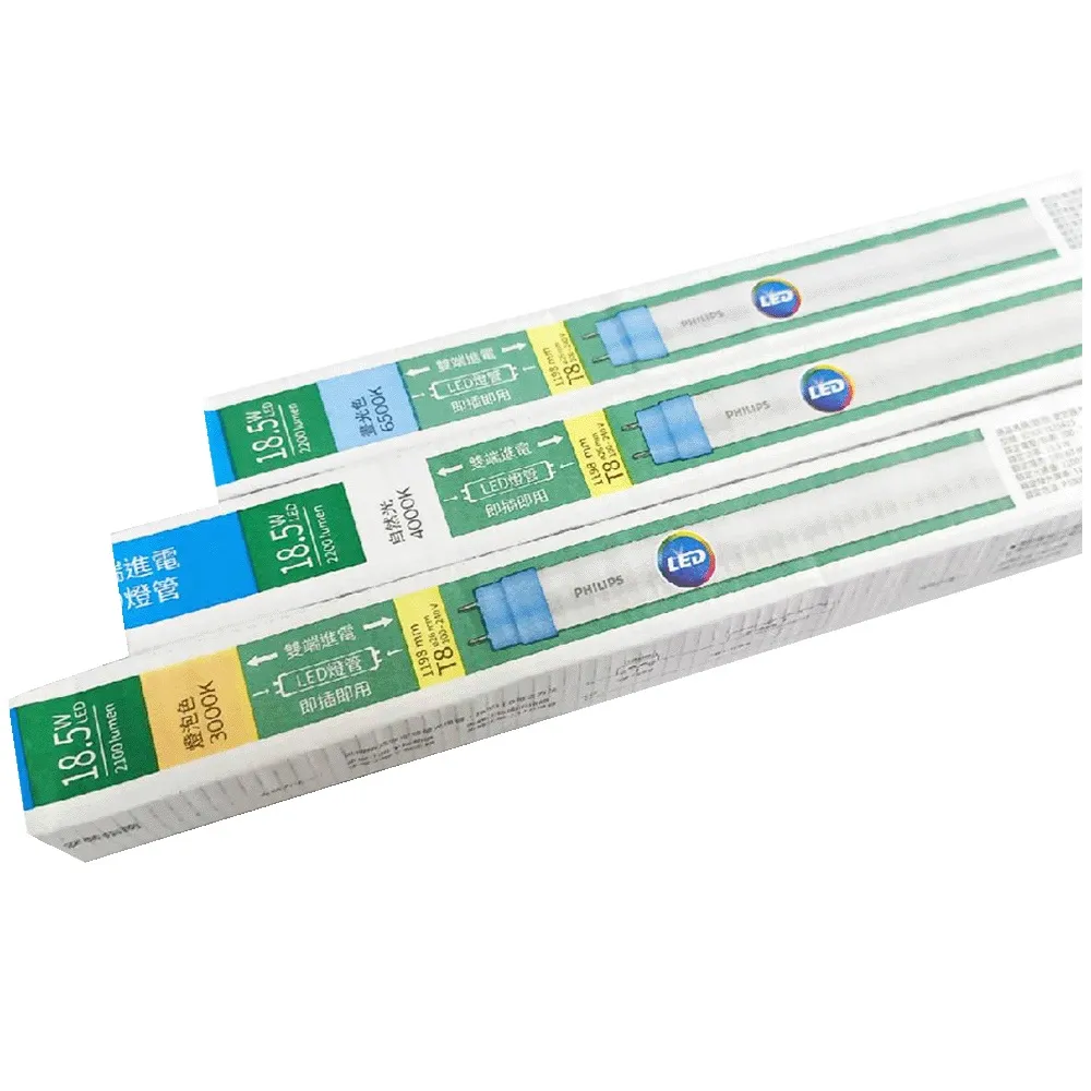 【Philips 飛利浦】12入 T8 LED 燈管 4尺 18.5W 全電壓 雙端入電 日光燈管(黃光/自然光/白光)