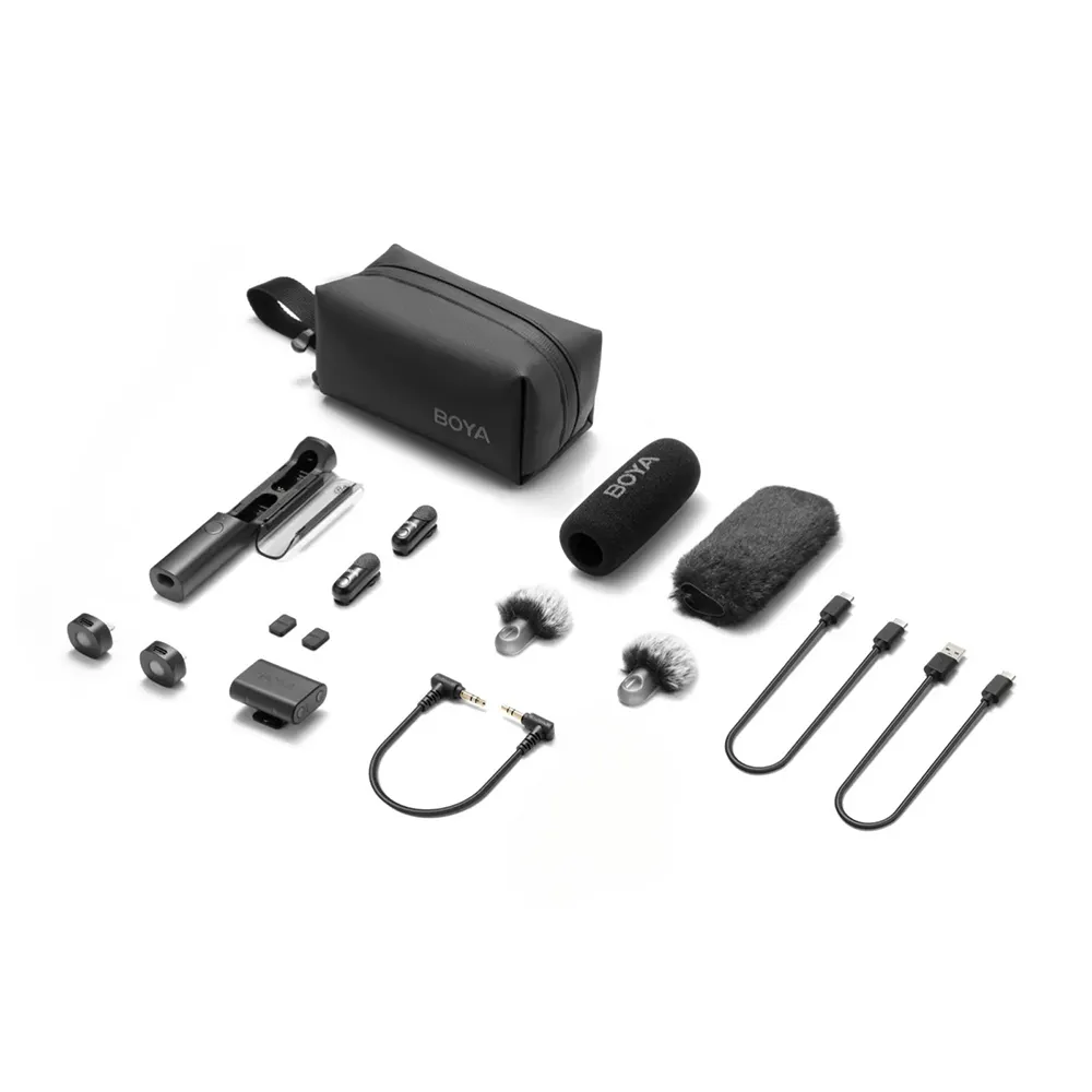 【BOYA 博雅】Magic BYM02 無線AI降噪麥克風(Type-C 相機 Lightning三接收器組 防爆音 拍片採訪 錄音室)