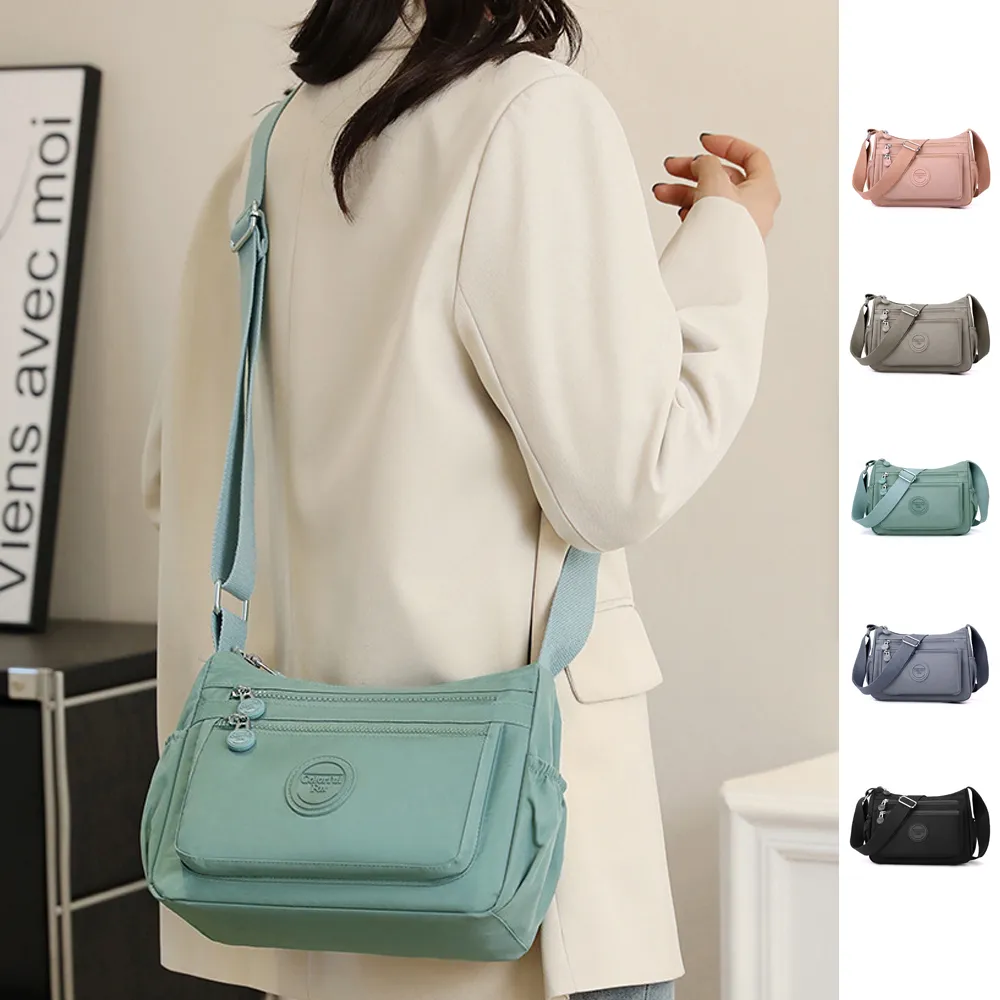 【Rosse Bags】輕便休閒防潑水單肩背包 斜背包(防水包 粉色 / 灰色 / 藍灰色 / 綠色 / 黑色)