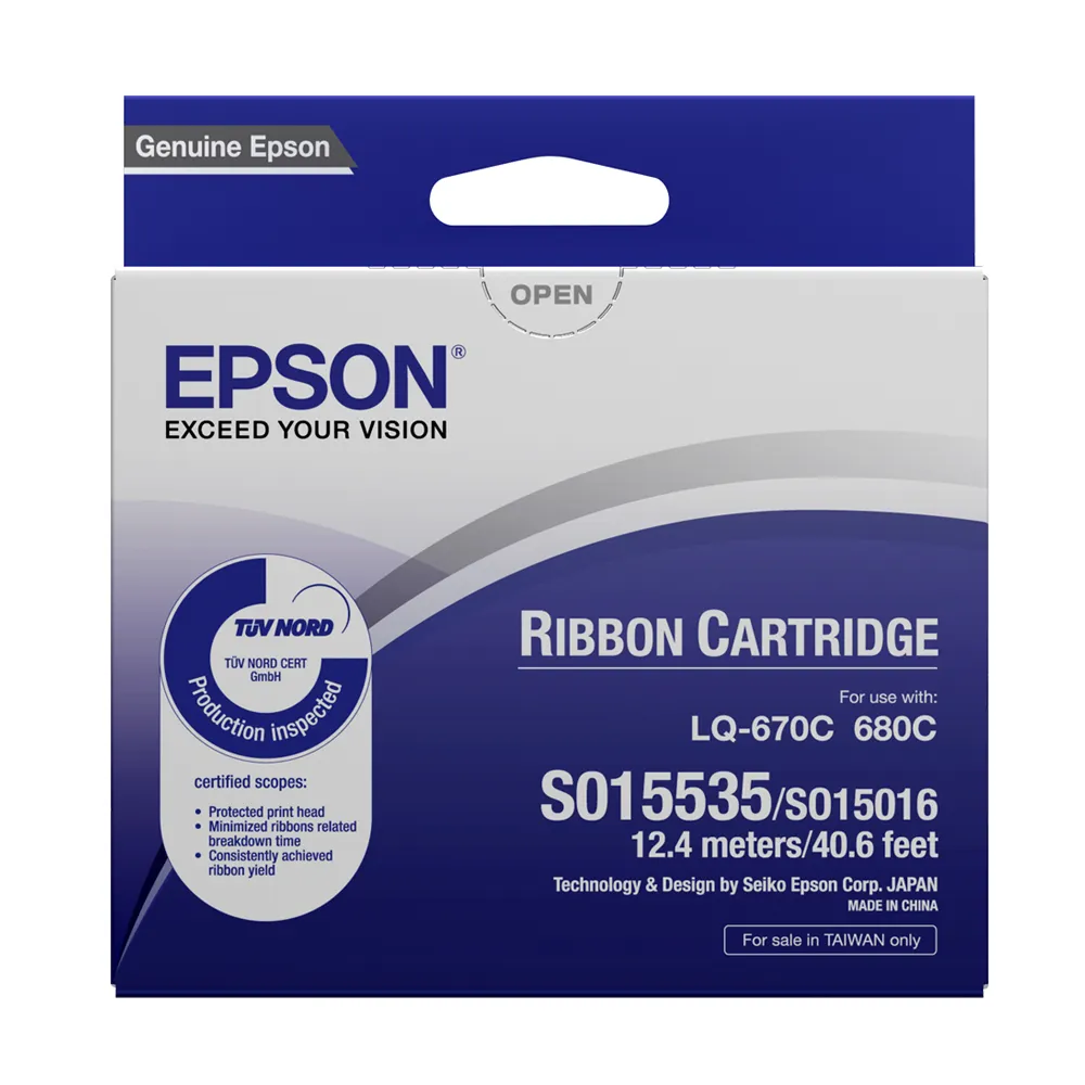 【EPSON】官方直營 原廠色帶S015535 黑(LQ-670/670C/680/680)