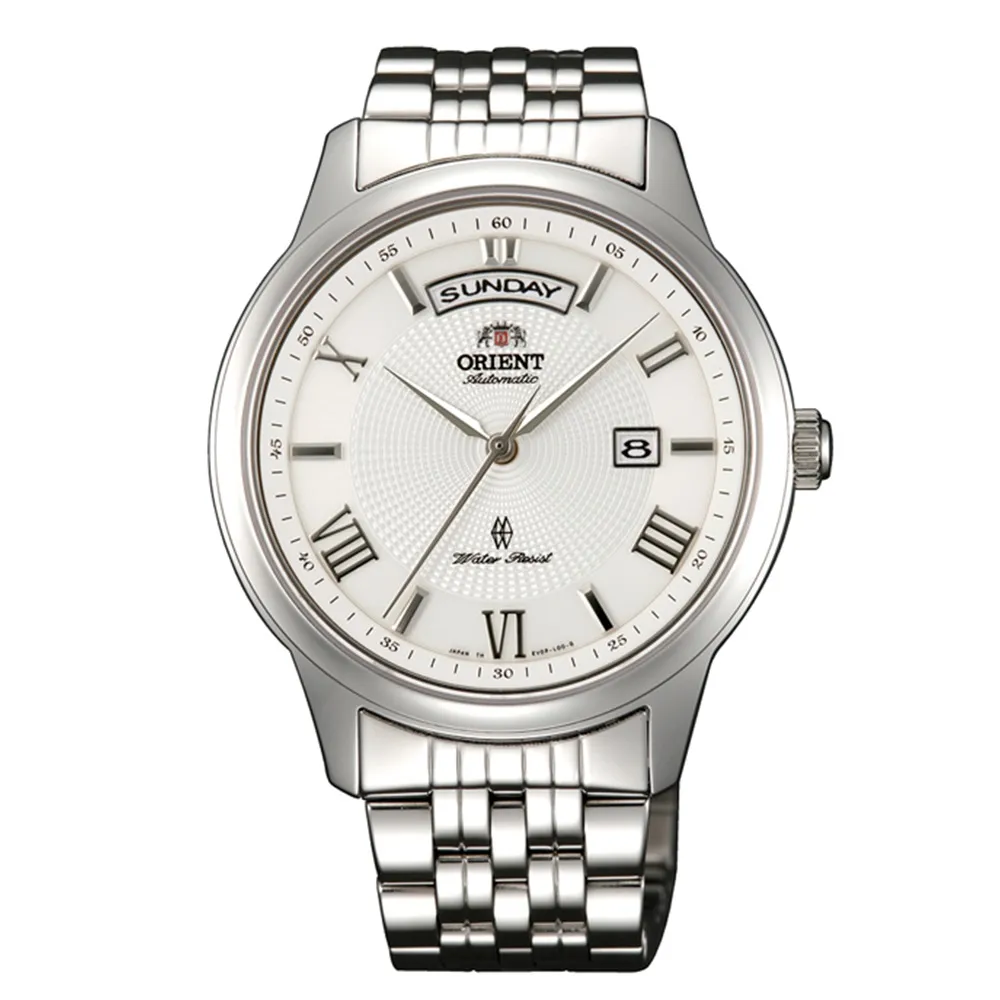 【ORIENT 東方錶】ORIENT 東方錶 WILD CALENDAR系列 寬幅日曆機械錶 鋼帶款 白色 - 43.5mm(SEV0P002W)