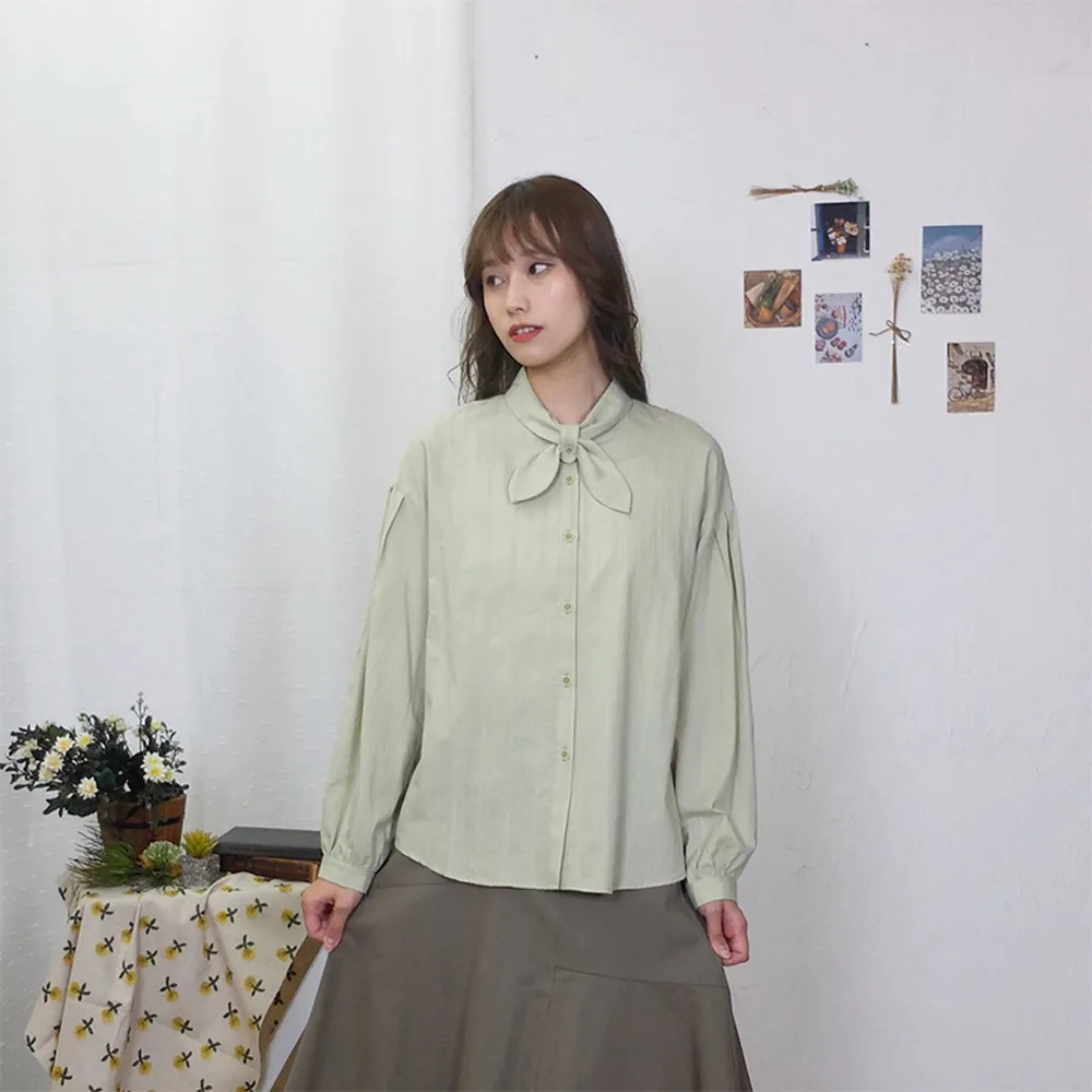 【Hana Mokuba】花木馬日系女裝寬鬆落肩甜美兔耳領襯衫(襯衫)