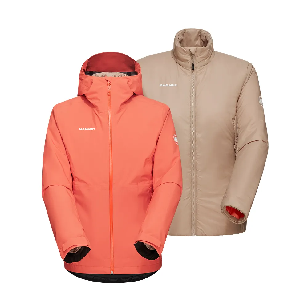 【Mammut 長毛象官方直營】Alto Light 3in1 Hooded兩件式防水保暖外套 女款 蜜桃粉/薩凡納褐 #1010-30880