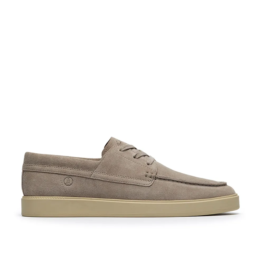 【Clarks】男鞋 Lockford Boat真皮時尚舒適船型鞋 帆船鞋 休閒鞋(淺灰色)(CLM86610C)