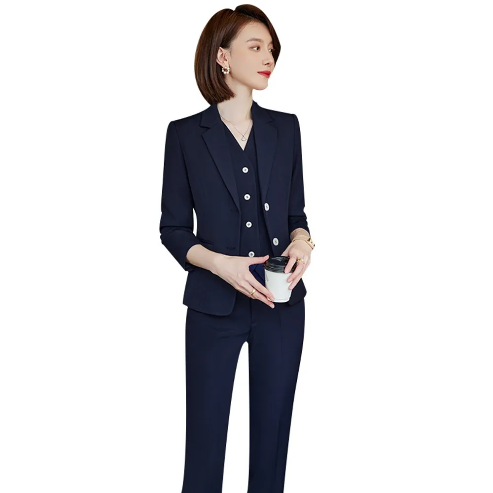 【米蘭精品】現貨+預購 西裝套裝三件套(外套馬甲長褲/短裙女職業西裝8款74ct24)