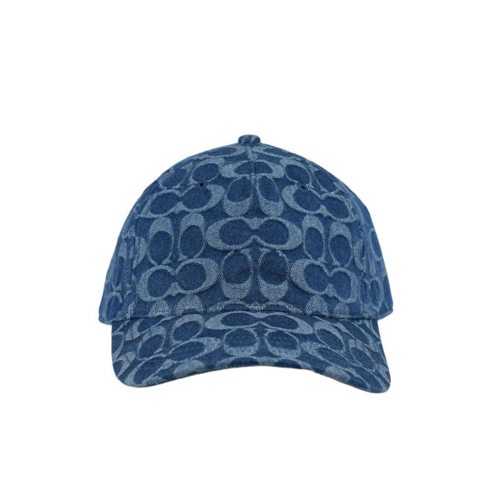 【COACH】滿版CC Logo 棉質牛仔棒球帽(單寧藍)