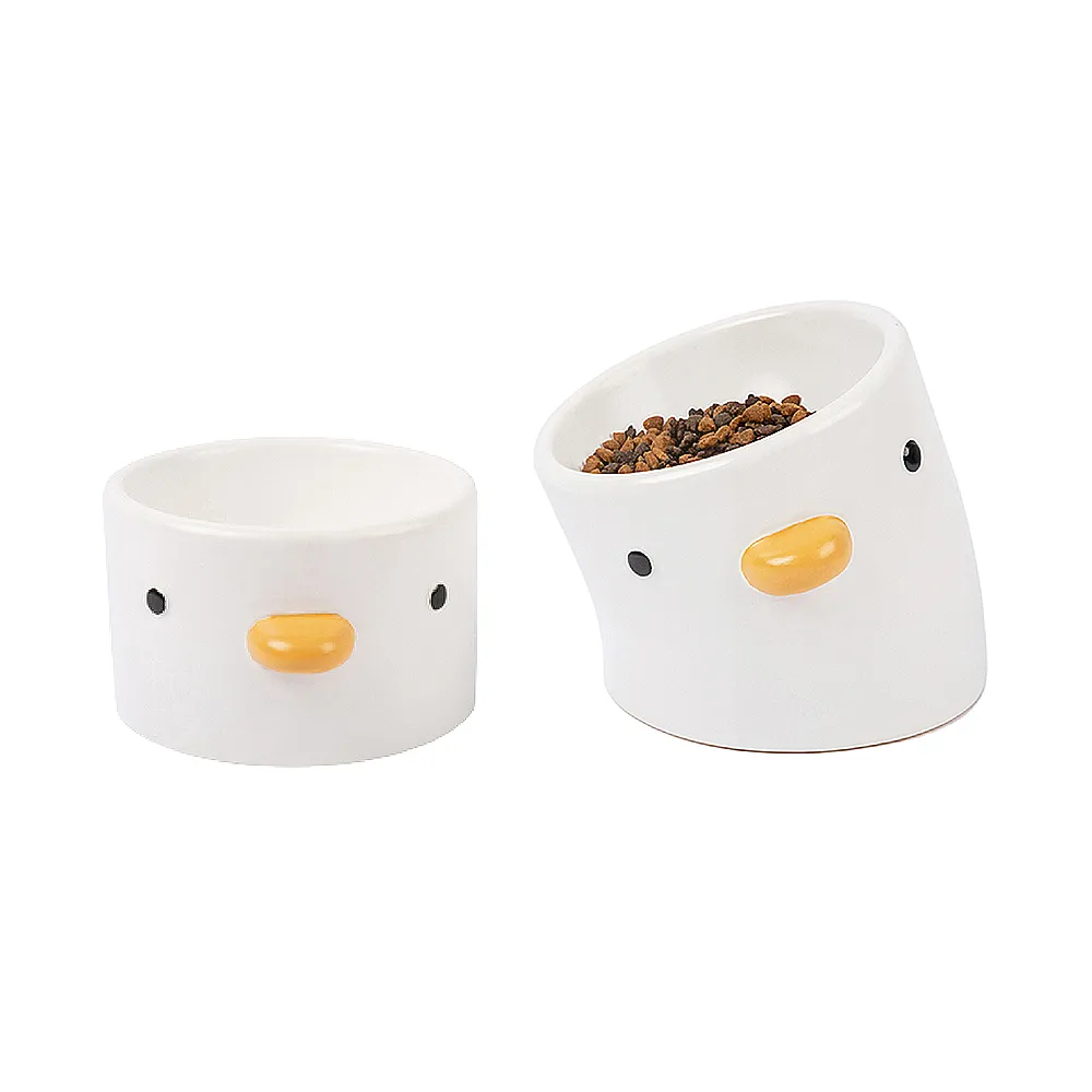 【PURROOM】小雞寵物飼料碗 水碗 貓碗 飼料碗 寵物碗(陶瓷碗 斜口 平口 高腳碗 貓水碗 狗碗 貓飼料碗)