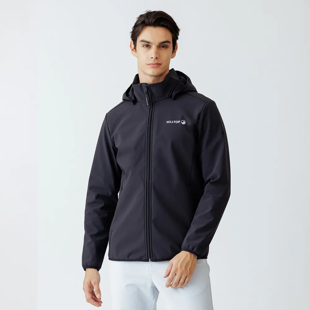 【Hilltop 山頂鳥】碳足跡SOFT SHELL防風透氣保暖彈性外套 軟殼衣 男款 黑｜PH22XM46ECA0
