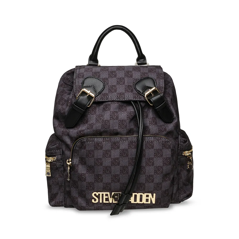 【steve madden】棋盤LOGO軍旅休閒後背包 BPACK(黑色)