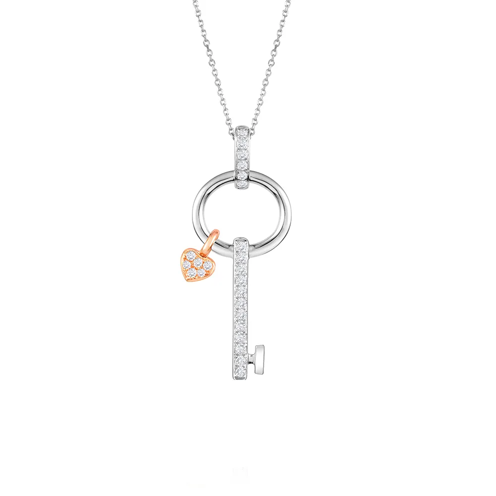 【Just Diamond】鎮金店 18K金 光之鑰-愛心 鑽石吊墜(不含鍊)