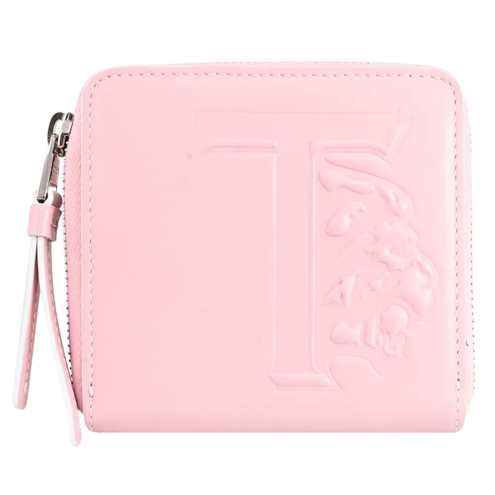 【TOD’S】TODS 簡約烙印LOGO小牛皮信用卡證件零錢包/簡易短夾(粉)