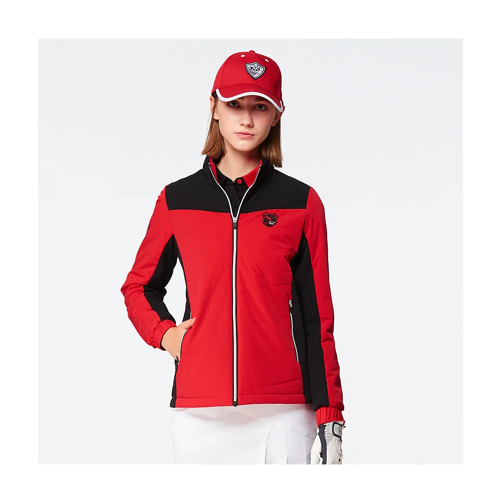 【Jack Nicklaus 金熊】GOLF女款彈性防潑水配色保暖外套(紅色)