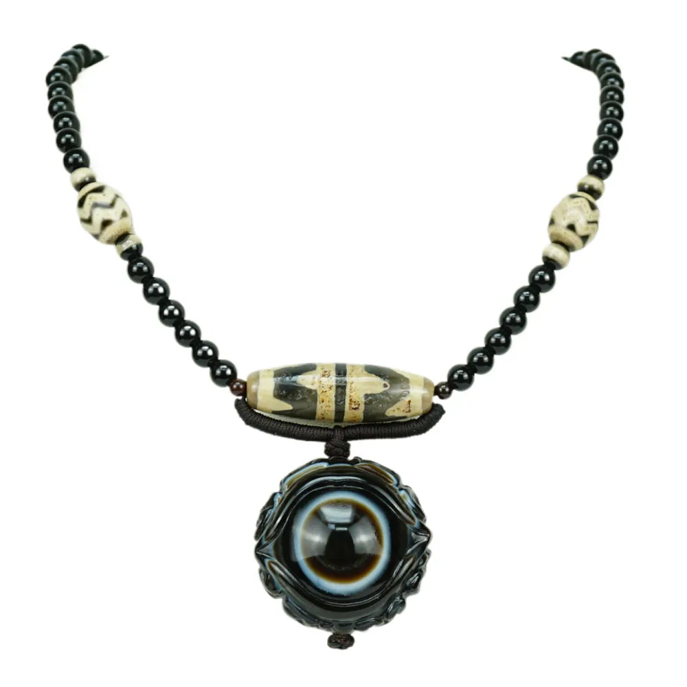 【藏珠家】精品38mm財咒天眼+大手印 天眼天珠項鍊