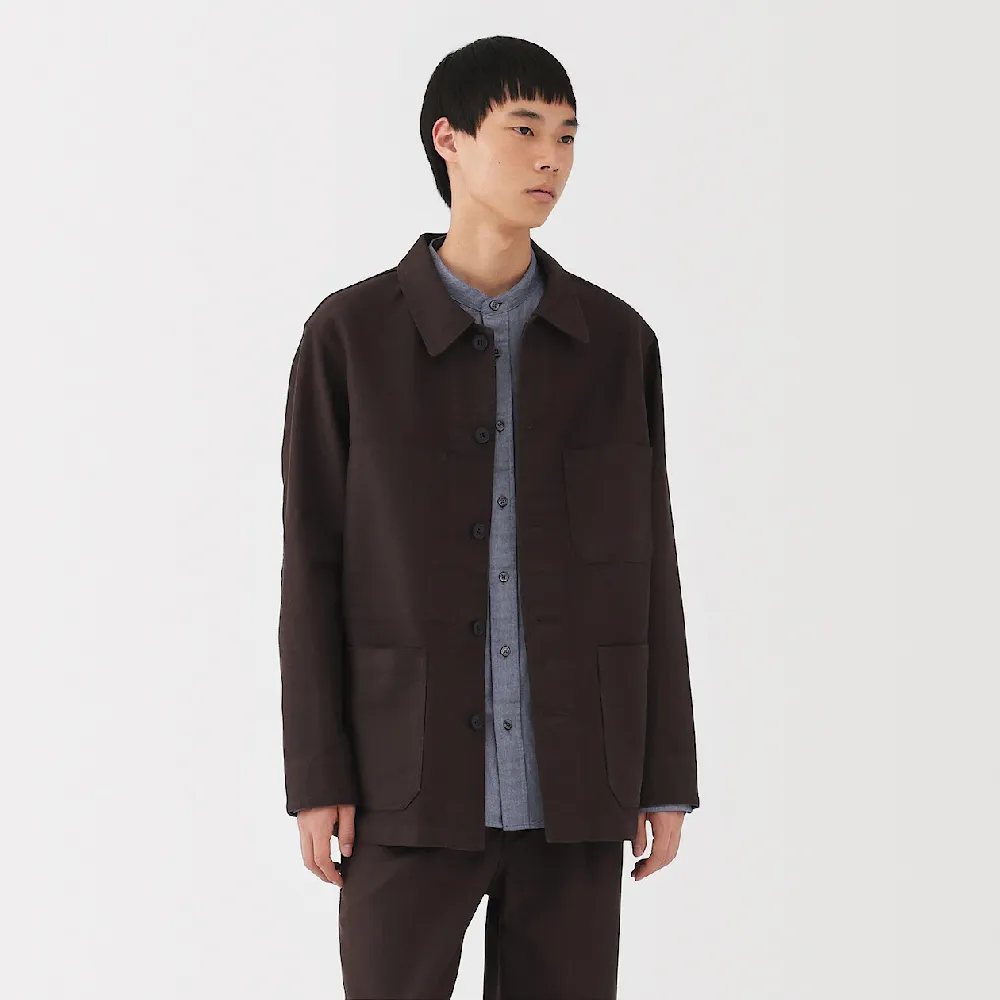【MUJI 無印良品】男吉貝木棉混厚織斜紋外套(黑色/暗藍/深棕)