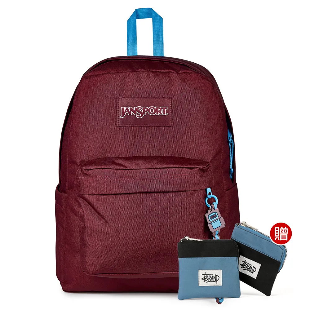 【JANSPORT】雙11 SUPERBREAK PLUS CHARMED 校園系列限量吊飾款後背包(櫻桃紅)