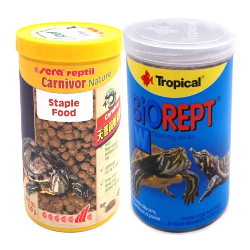 【Sera 德國】肉食甜甜圈+Tropical高蛋白烏龜飼料 1L×2 澤龜.水龜(兩棲爬蟲主食飼料 S18221+U366)