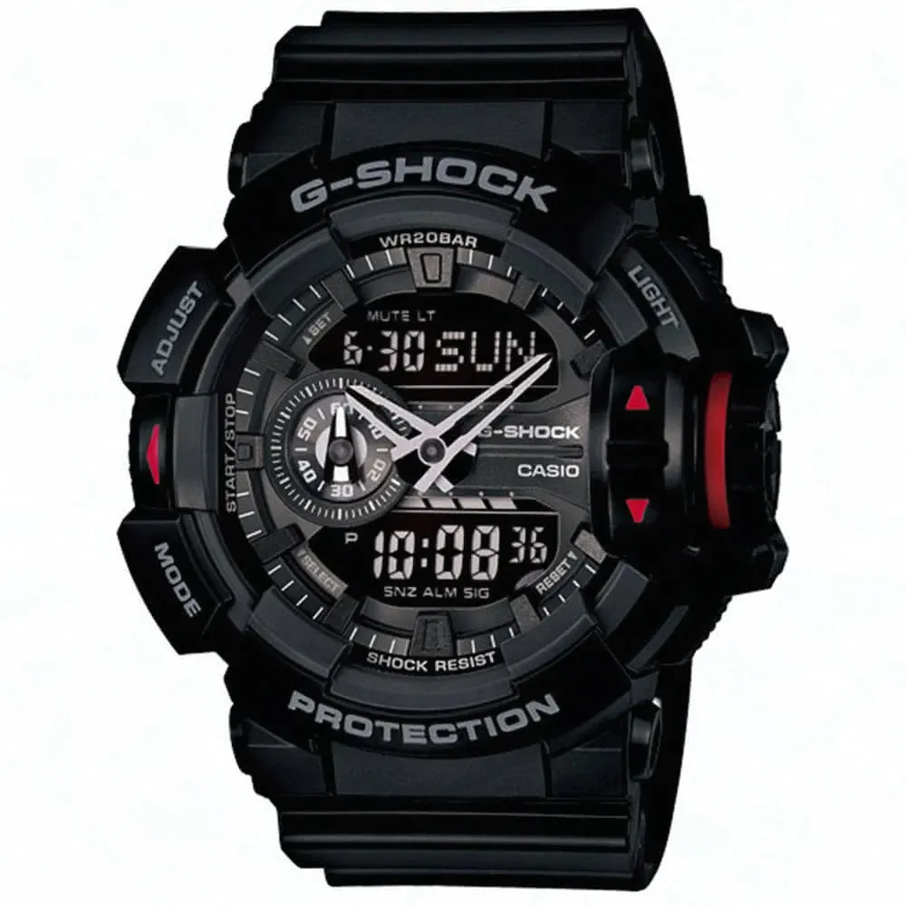 【CASIO 卡西歐】G-SHOCK 街頭時尚雙顯手錶 雙11 送禮(GA-400-1B)