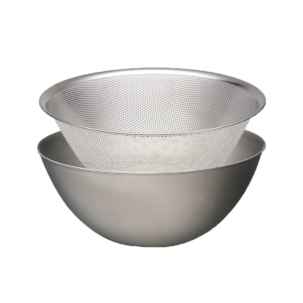 【柳宗理】IUSE研選 日本製 Sori Yanagi 18-8不鏽鋼 漏盆+調理盆 27cm