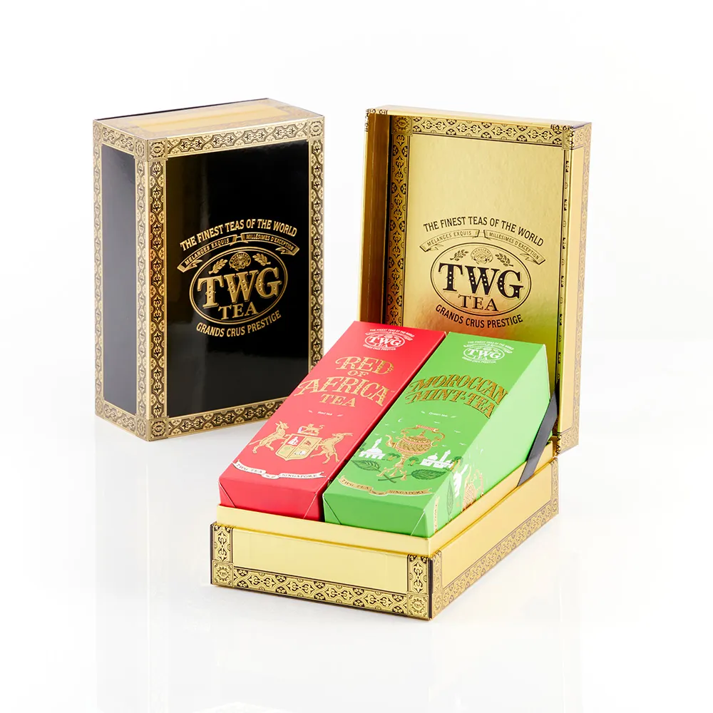 【TWG Tea】時尚茶罐雙入禮盒組 非洲南非國寶茶100g+摩洛哥薄荷綠茶130g(南非國寶茶+綠茶)