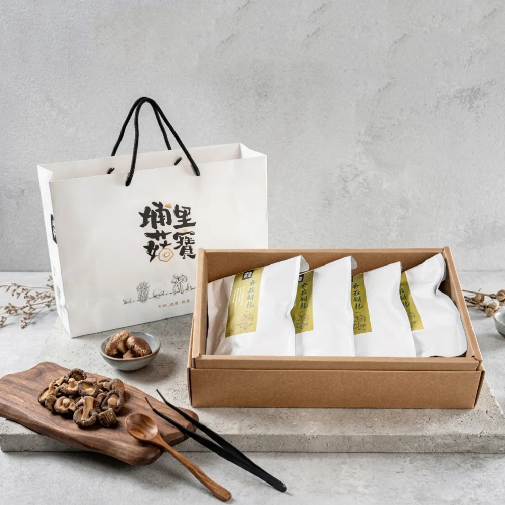 【GoodFood 好福食品】埔里菇寶香菇餅乾 菇菇脆片 非油炸 禮盒裝(80g*4包入 禮盒包裝 伴手禮盒)