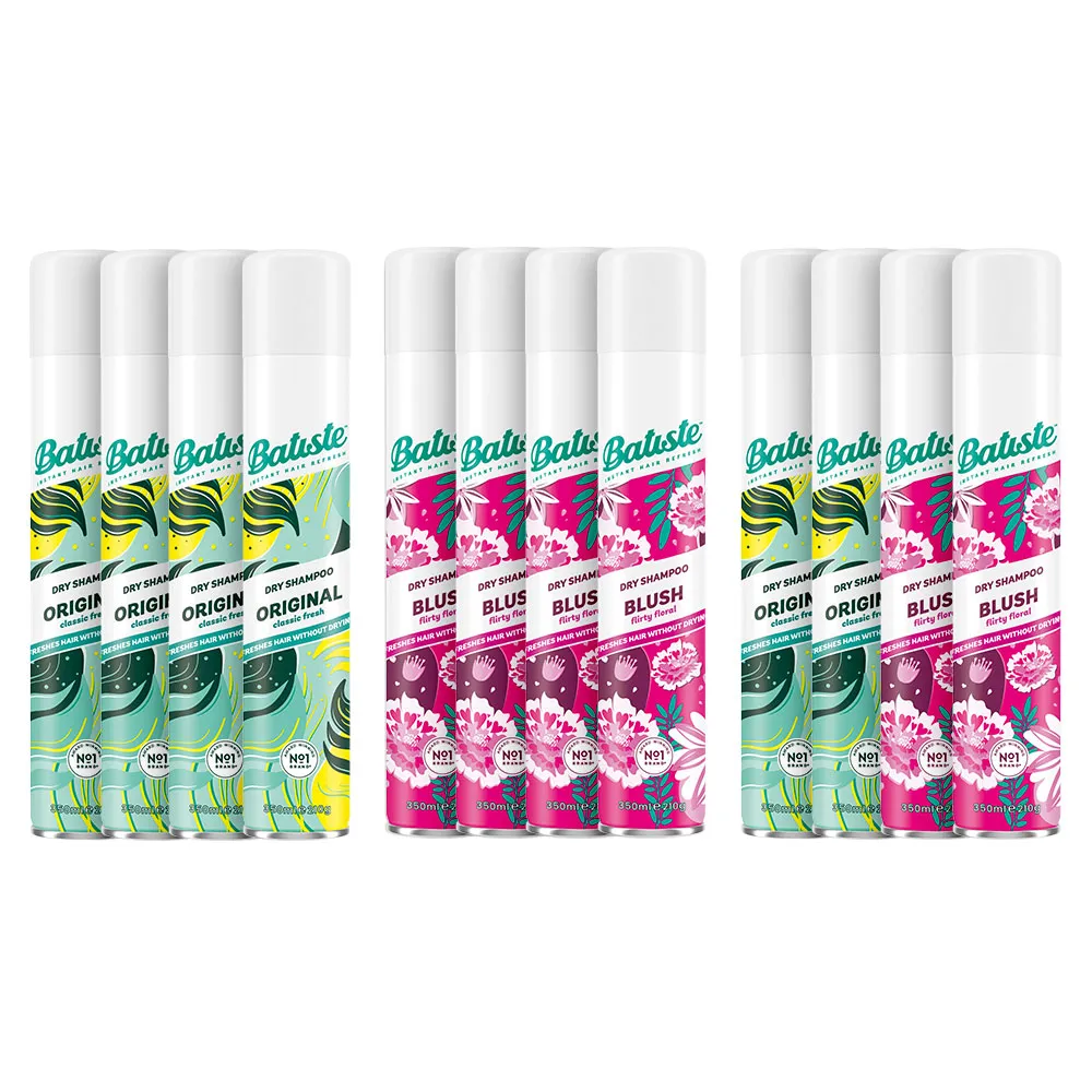 即期品【Batiste 芭緹絲】乾洗髮-350mlx4入 ★大容量囤貨組(大容量/去油/蓬鬆)