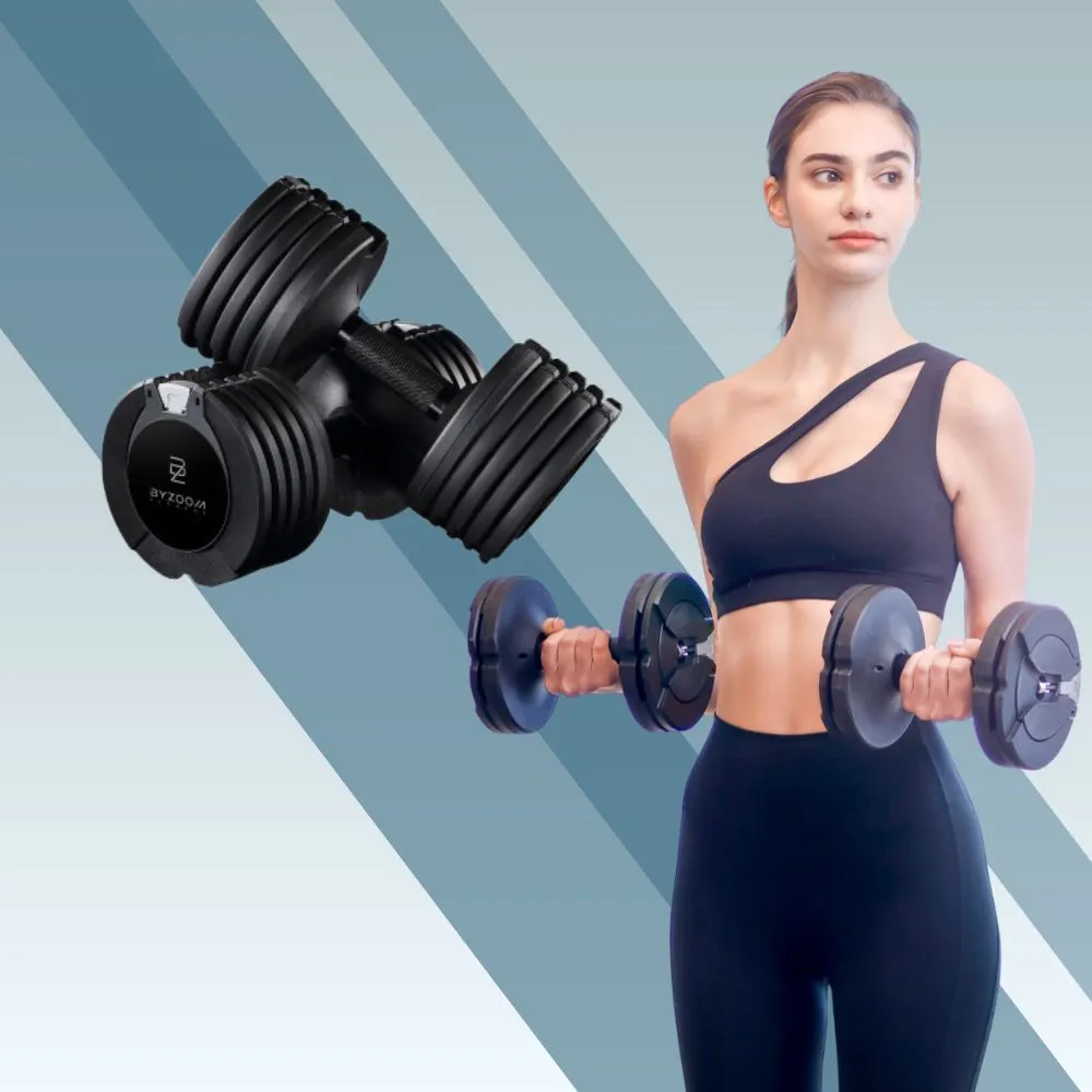 【BYZOOM FITNESS】Pure Series 10kg 5段重量可調式啞鈴 黑色 雙入