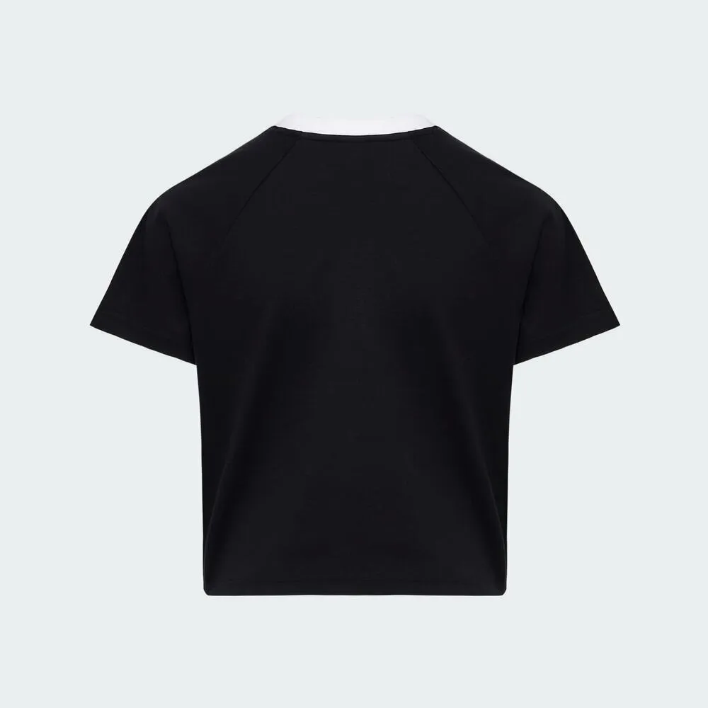 【adidas 愛迪達】Baby Tee W 女 T恤 運動上衣 休閒短袖 黑 亞版 純棉 短版(KT7794)
