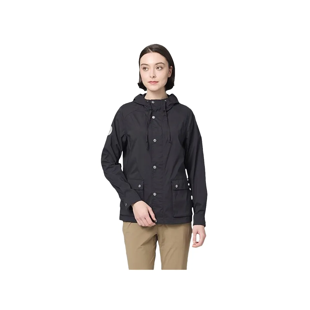 【Wildland 荒野】女防潑抗UV機能連帽外套-印黑色-0B21901-165(女裝/連帽外套/機車外套/休閒外套)