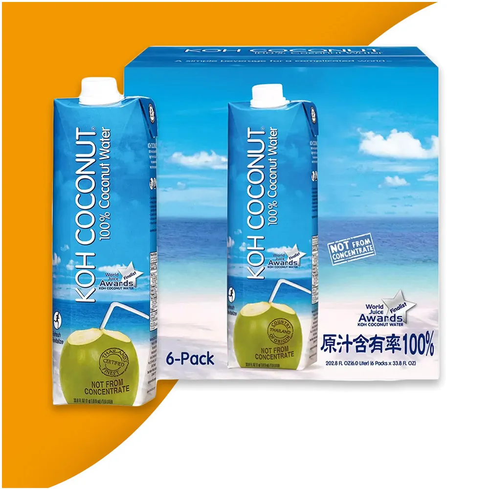 【美式賣場】KOH COCONUT酷椰嶼100%純椰子汁1000mlx2箱組(共12入)