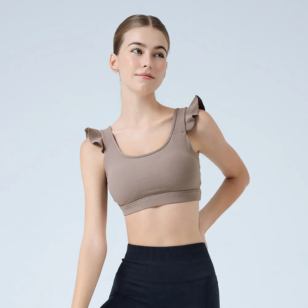 【YUANDONGLI 元動力】浪漫荷葉造型運動Bra Top(兩色;S-L;4251363801)