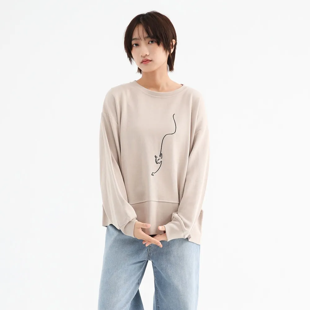 【PINK NEW GIRL】不對稱貓咪圖案衛衣 Z4301BC(2色)