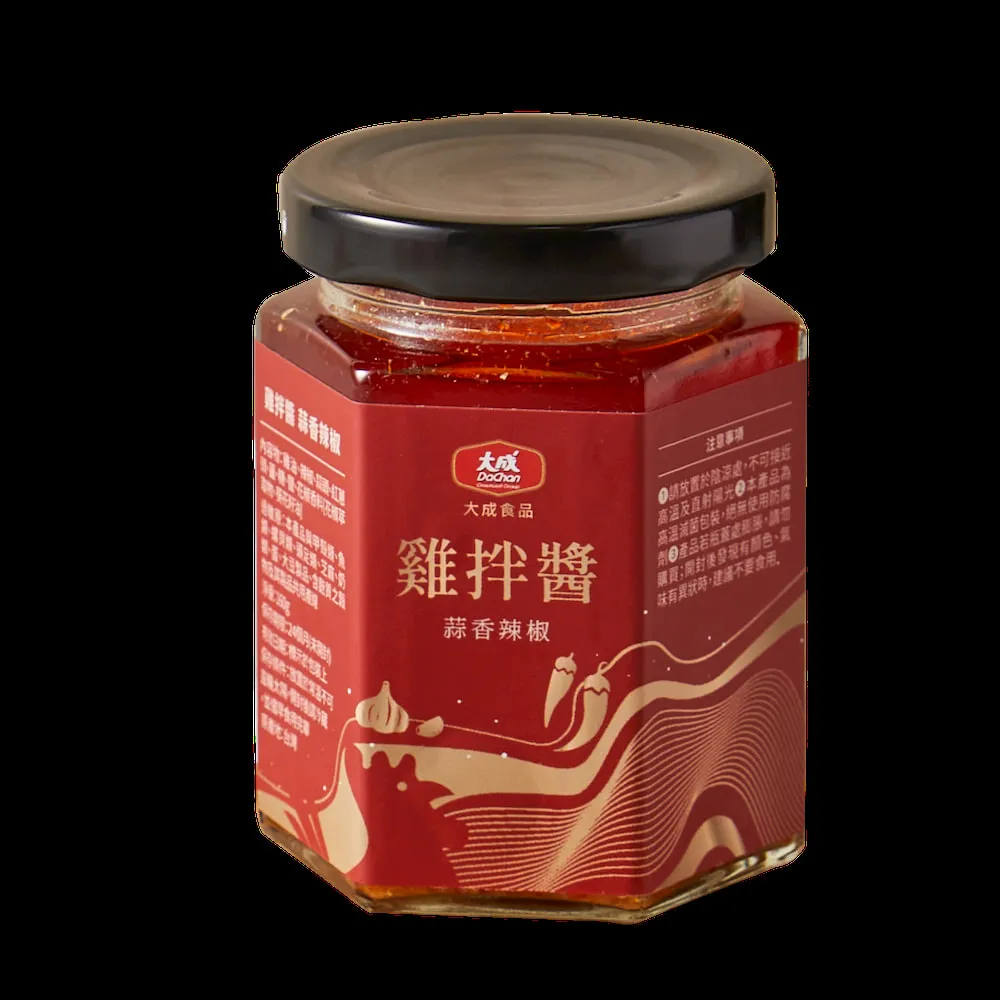 【大成】雞拌醬-蒜香辣椒160g｜4入組｜大成食品(拌飯 拌麵 拌菜 國產)