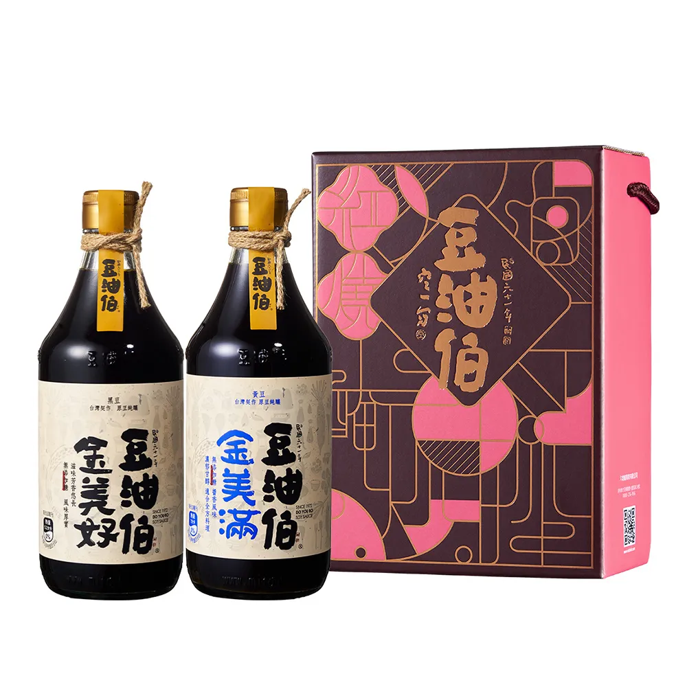 【豆油伯】超值組 / 美滿美好二入禮盒-24盒共48入(金美滿500mlx24+金美好500mlx24 / 送禮首選)