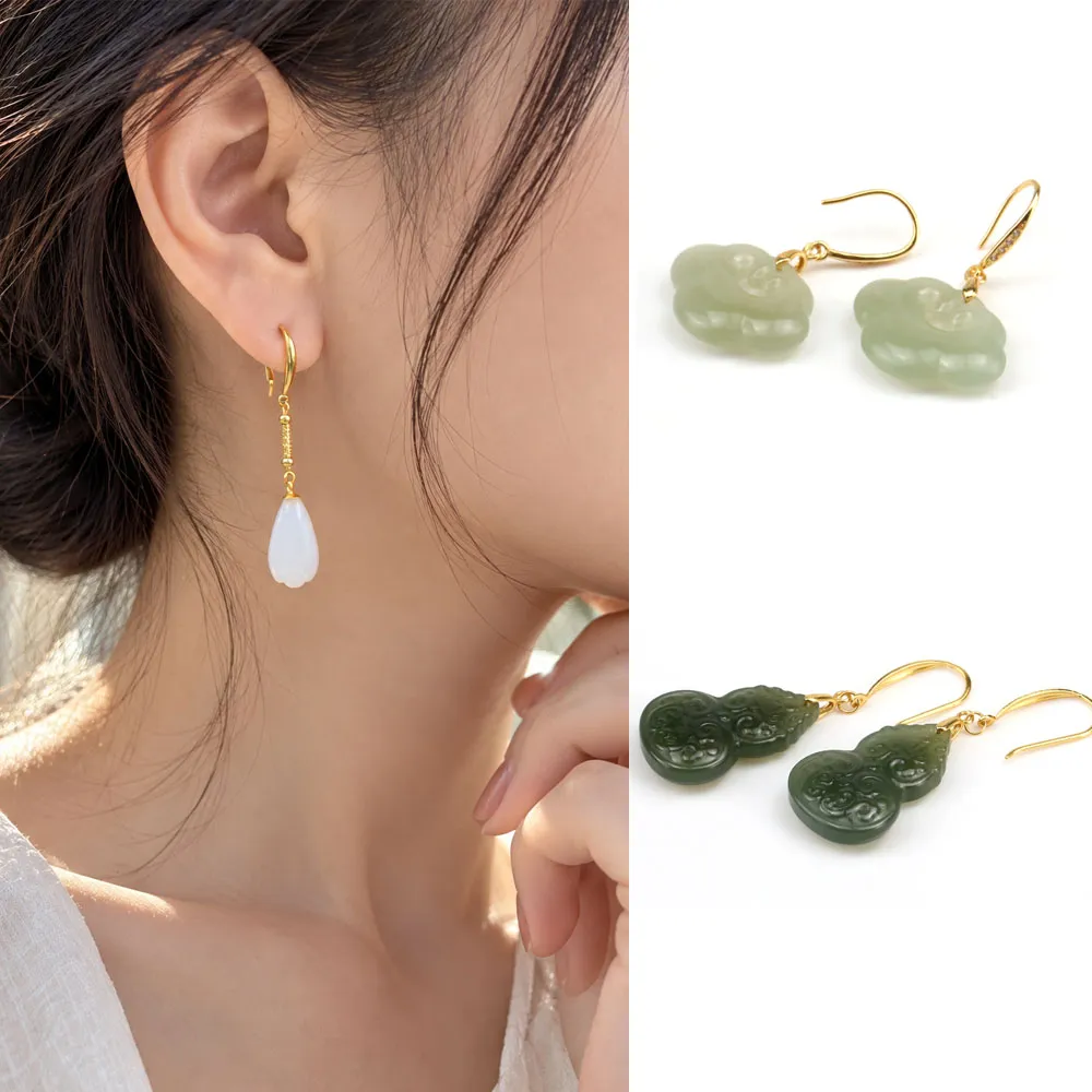 【JA-ME】天然和田玉 精品925純銀耳環