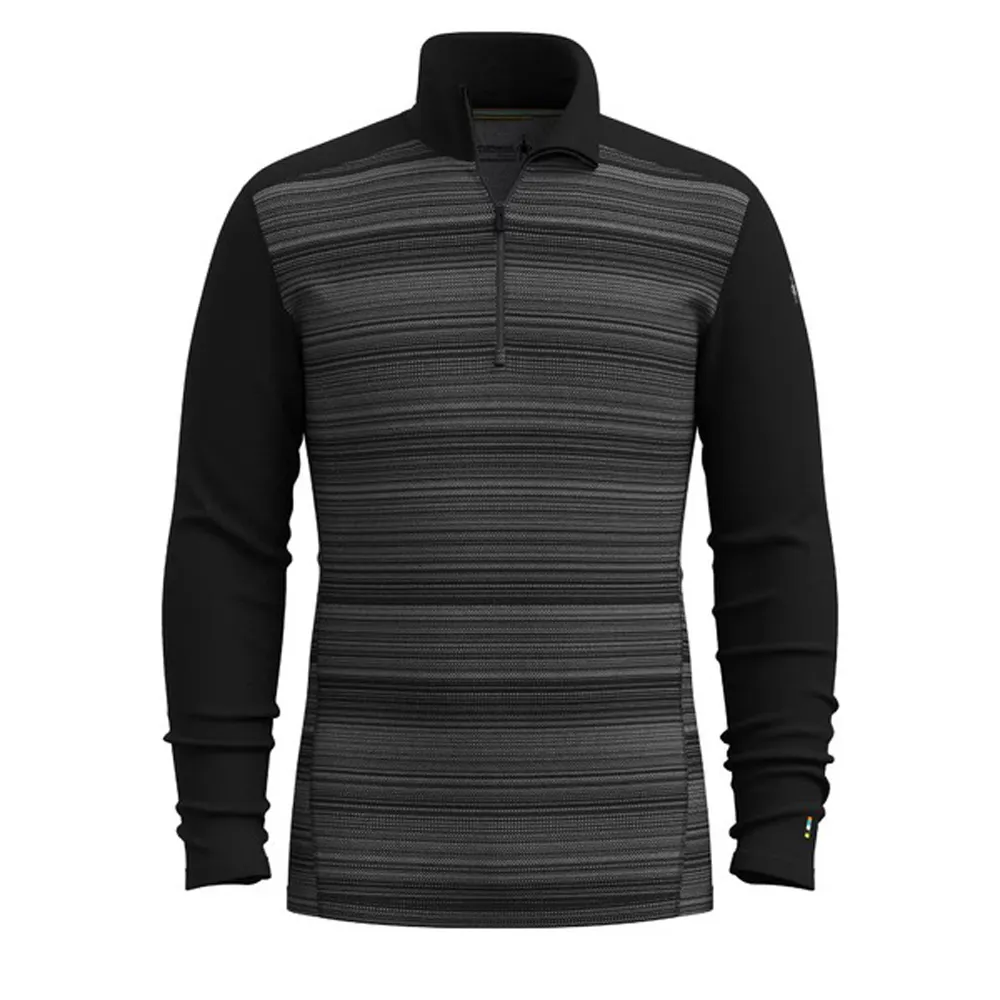 【SmartWool】男 Thermal 美麗諾羊毛長袖拉鍊T.半開襟拉鍊保暖上衣(SW002822-K42 層次黑)