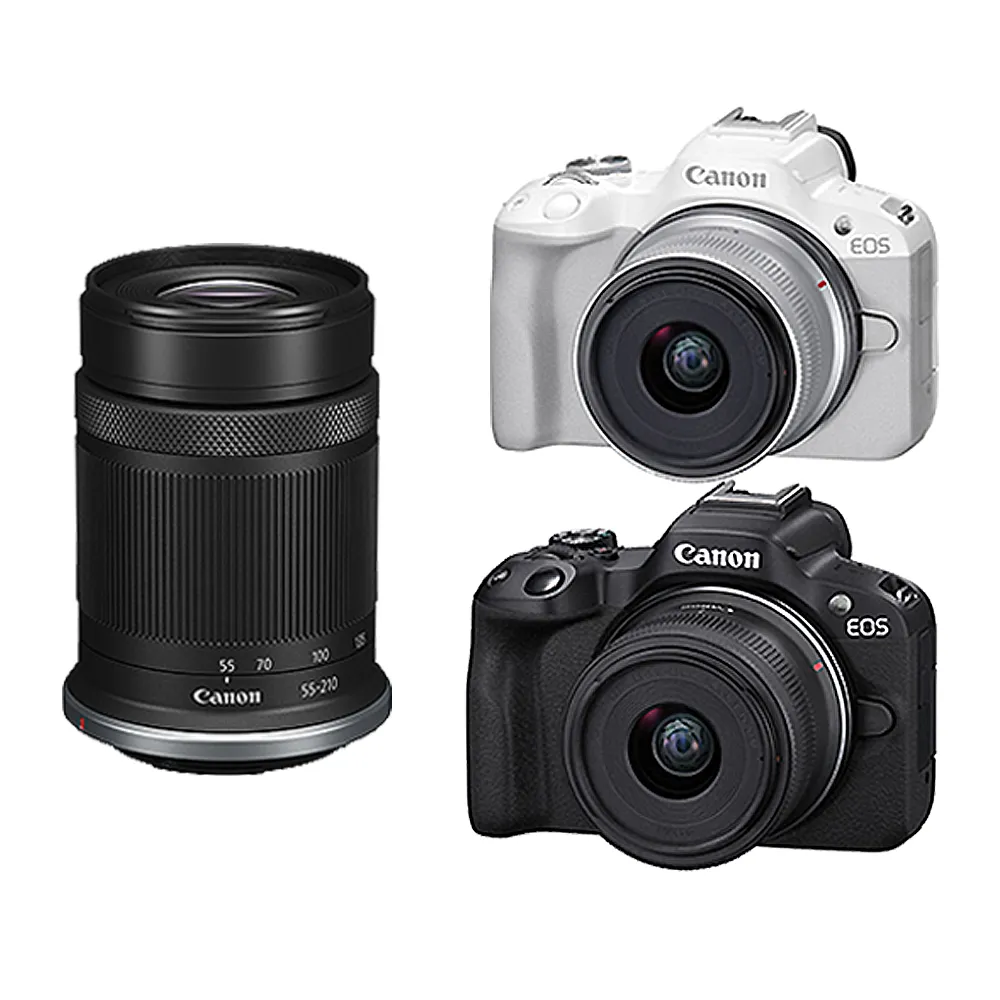 【Canon】EOS R50 + RF-S18-45mm IS STM + 55-210mm IS STM 雙鏡組(公司貨)