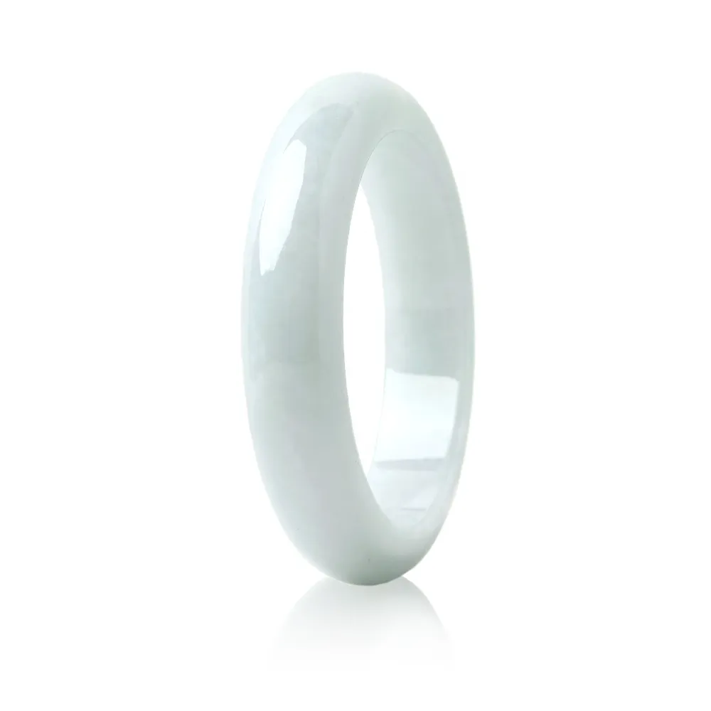 【正佳珠寶】翡翠 高品微綠冰糯種 19圍 59.3mm 天然緬甸A貨翡翠手鐲