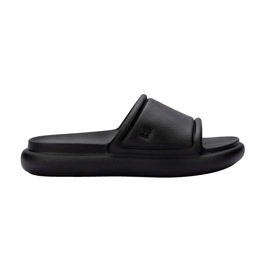 【Melissa】極簡素色寬帶拖鞋(黑色) 防潑水