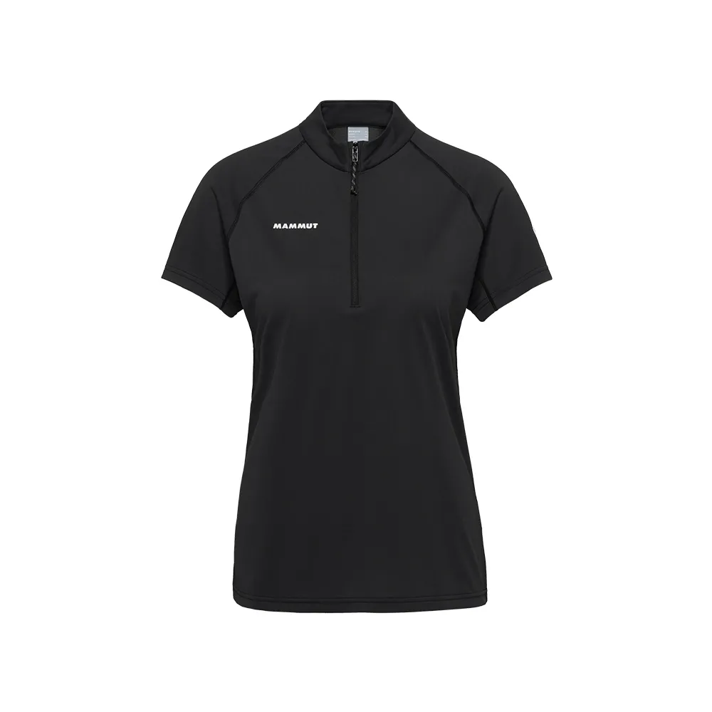 【Mammut 長毛象】Ducan FL Half Zip T-Shirt AF W 抗菌半拉鍊短袖排汗衣 黑色 女款 #1017-07330