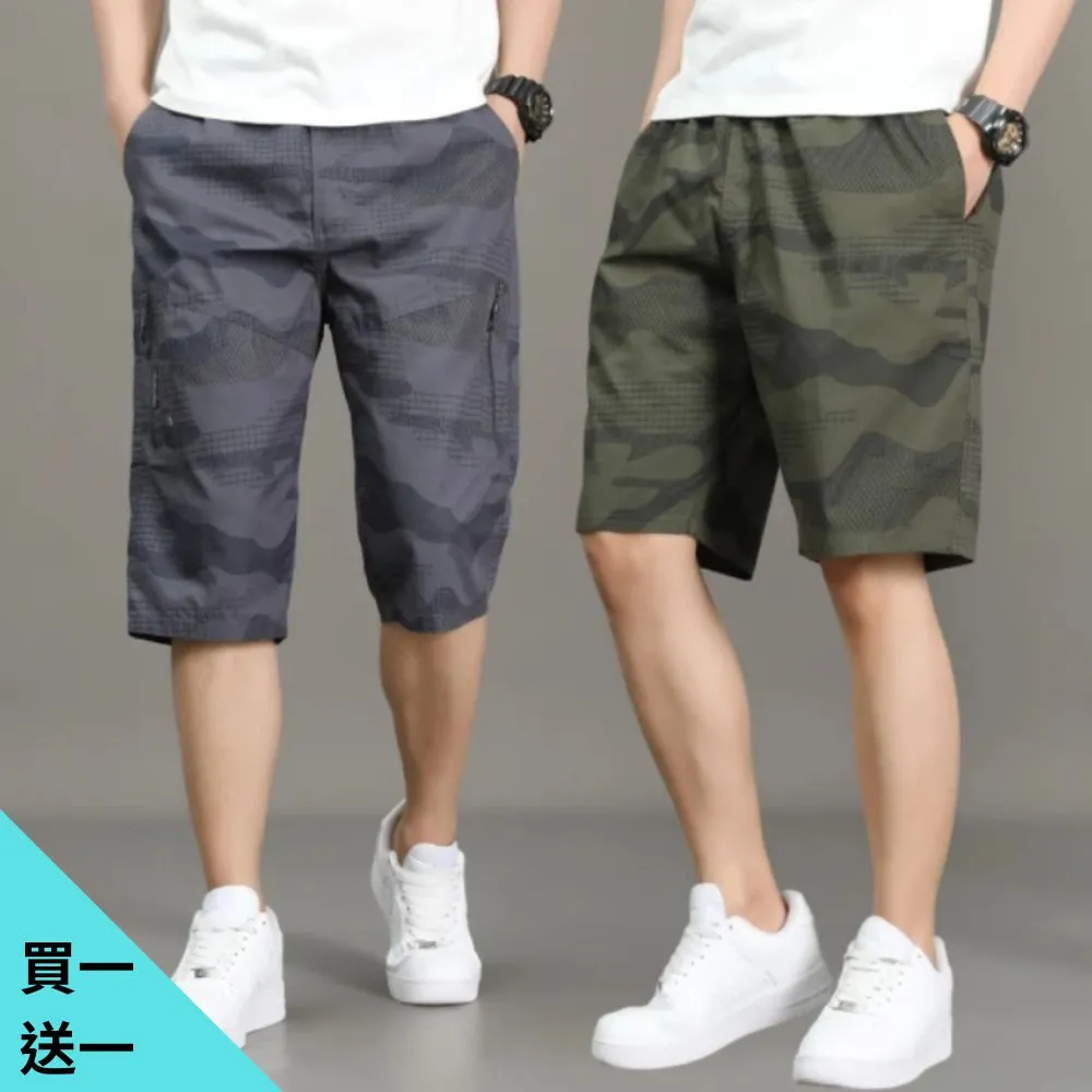 【NEW FORCE】2入組-迷彩潮款休閒運動褲(七分褲/短褲/運動褲/機能褲/休閒褲/男裝)